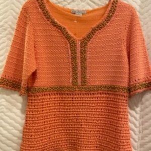 ANN TRINITY BEADED CROCHET TOP, SIZE SMALL
